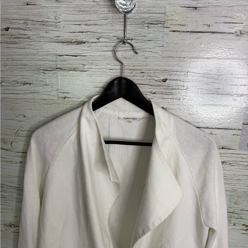 Calvin Klein White Women's Blazer jacket with Zippered Pockets size medium - Picture 3 of 9